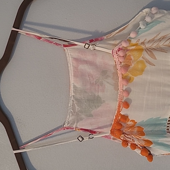 Farm Rio Anthropologie Havanna Cotton Floral Bobbles Midi Maxi Dress XS Petite - Picture 9 of 16